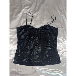 black faux leather snake print tank top